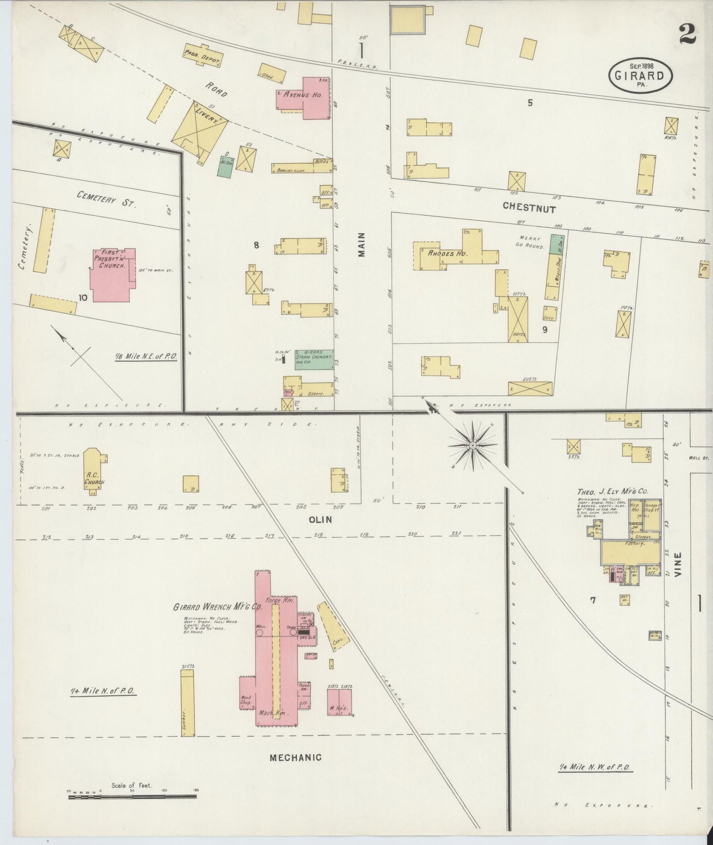 Sanborn Fire Insurance Map from Girard, Erie County, Pennsylvania (1898), Sheet #0002 - Historic Sanborn Fire Insurance Map Print, vintage old map wall art, antique decor, genealogy gift, Pennsylvania Pennsylvania map