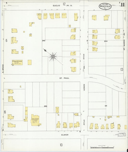 Sanborn Fire Insurance Map from Westfield, Union County, New Jersey (1909), Sheet #0011 - Historic Sanborn Fire Insurance Map Print, vintage old map wall art, antique decor, genealogy gift, New Jersey New Jersey map
