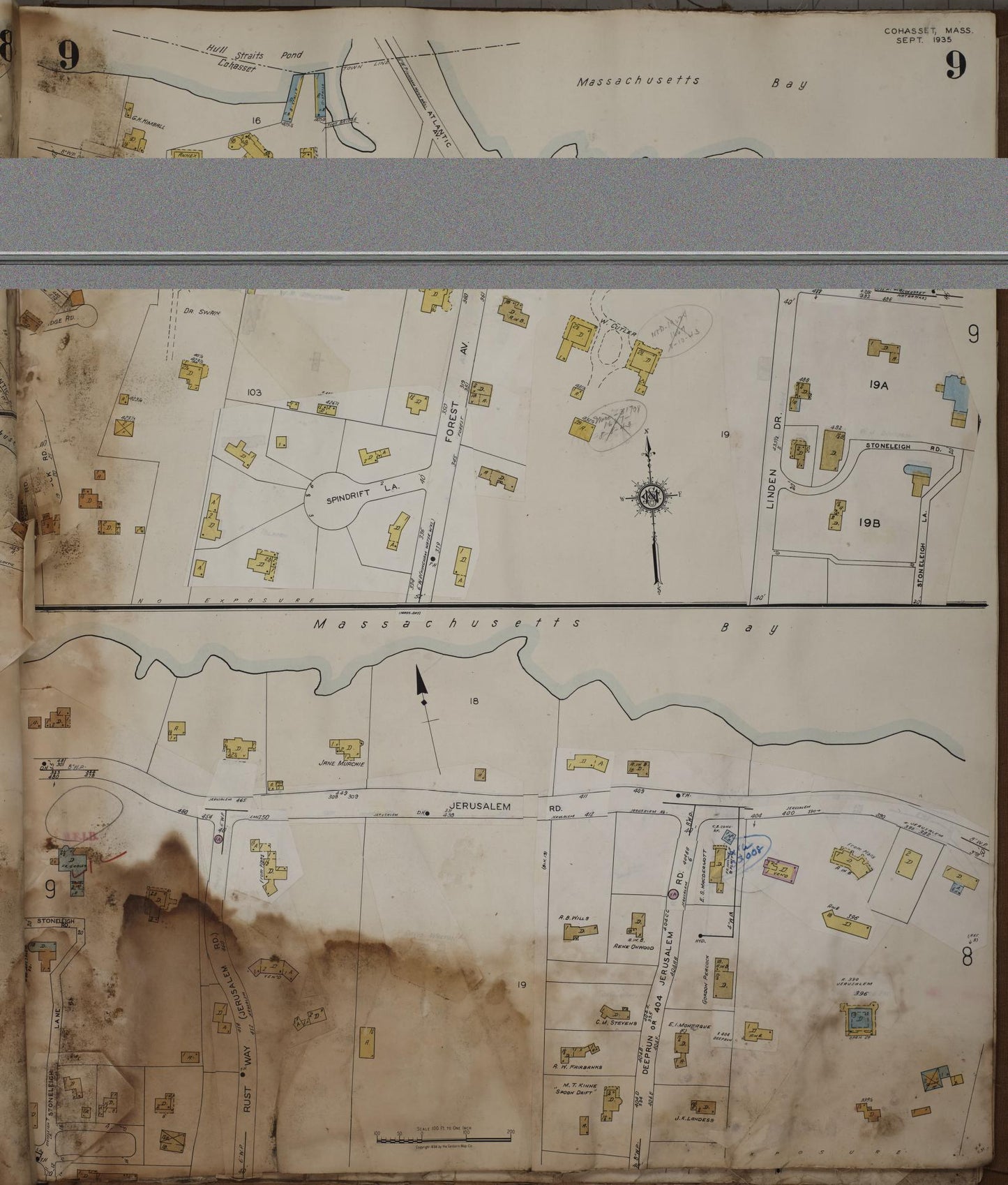 Sanborn Fire Insurance Map from Cohasset, Norfolk County, Massachusetts (1963), Sheet #0009 - Complete Map Set gallery image, historic Sanborn map, vintage wall art, Massachusetts Massachusetts