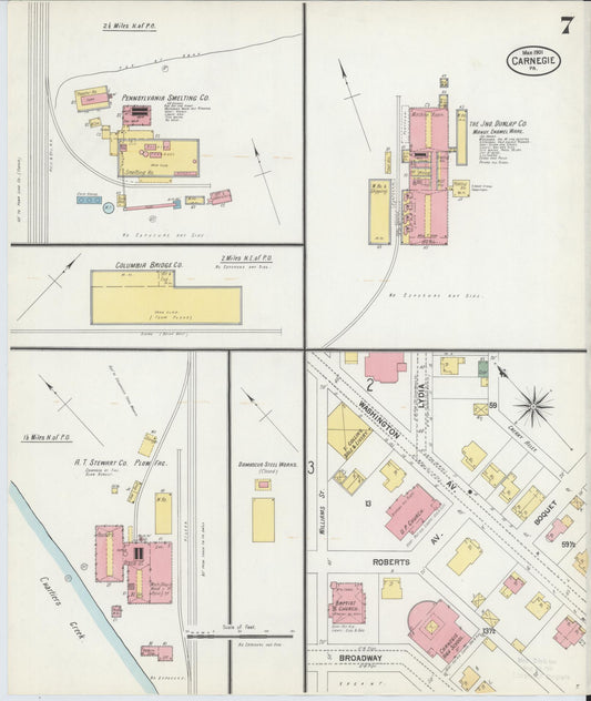 Sanborn Fire Insurance Map from Carnegie, Allegheny County, Pennsylvania (1901), Sheet #0007 - Historic Sanborn Fire Insurance Map Print, vintage old map wall art, antique decor, genealogy gift, Pennsylvania Pennsylvania map