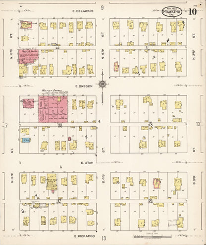 Sanborn Fire Insurance Map from Hiawatha, Brown County, Kansas (1922), Sheet #0010 - Complete Map Set gallery image, historic Sanborn map, vintage wall art, Kansas Kansas