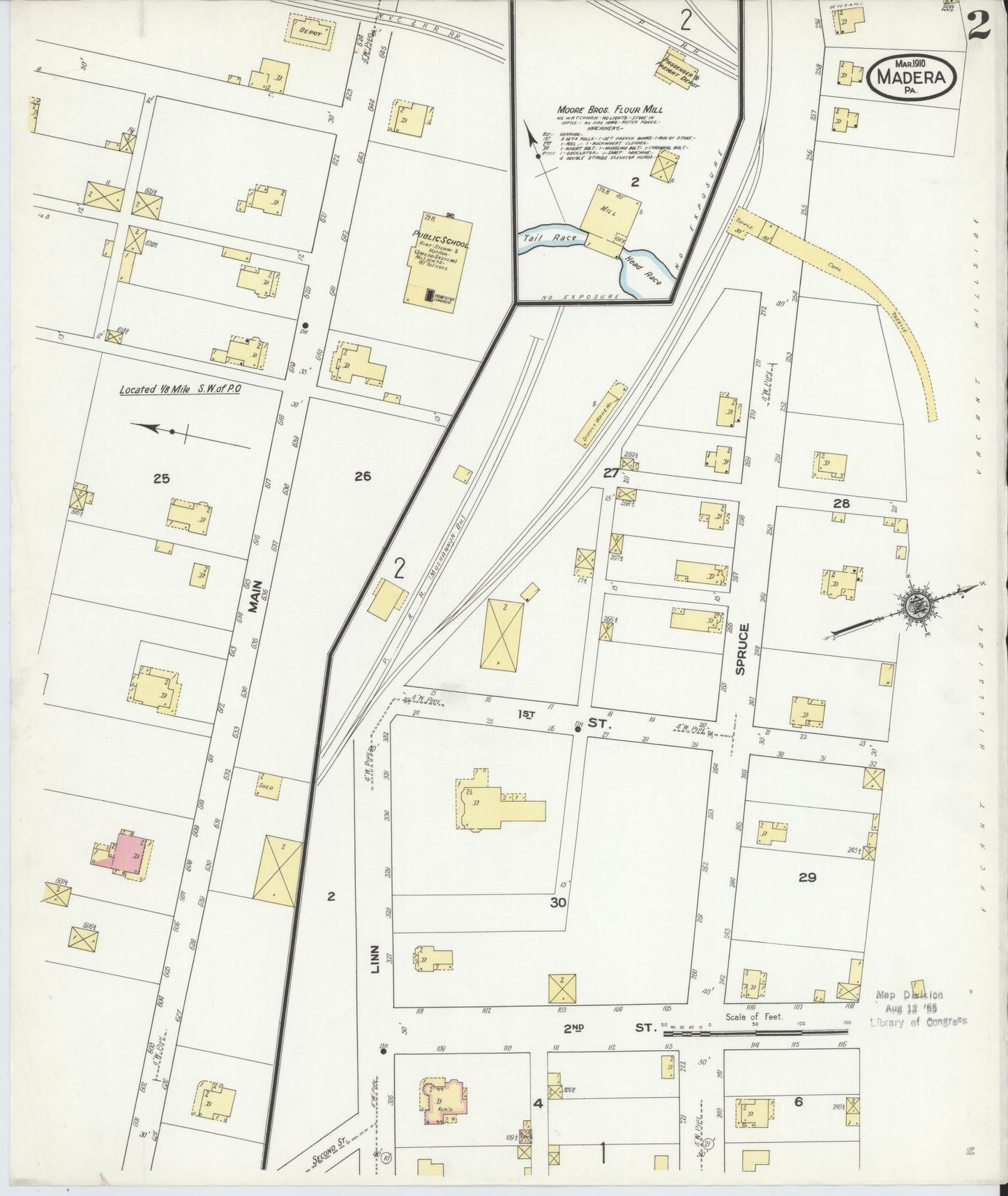 Sanborn Fire Insurance Map from Madera, Clearfield County, Pennsylvania (1910), Sheet #0002 - Historic Sanborn Fire Insurance Map Print, vintage old map wall art, antique decor, genealogy gift, Pennsylvania Pennsylvania map