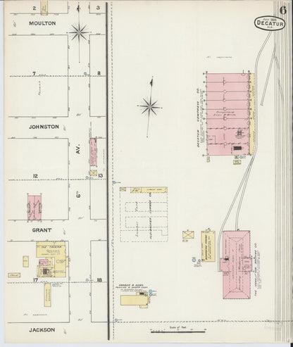 Sanborn Fire Insurance Map from Decatur, Morgan County, Alabama (1888), Sheet #0006 - Complete Map Set gallery image, historic Sanborn map, vintage wall art, Alabama Alabama