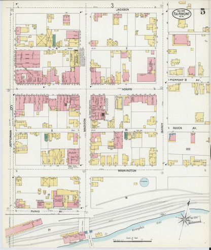 Sanborn Fire Insurance Map from Fairmont, Marion County, West Virginia (1902), Sheet #0005 - Complete Map Set gallery image, historic Sanborn map, vintage wall art, West Virginia West Virginia