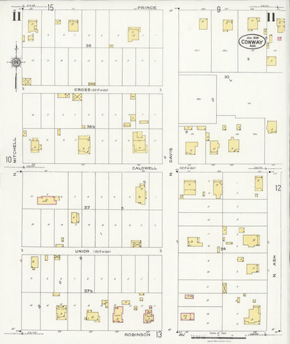 Sanborn Fire Insurance Map from Conway, Faulkner County, Arkansas (1926), Sheet #0011 - Complete Map Set gallery image, historic Sanborn map, vintage wall art, Arkansas Arkansas