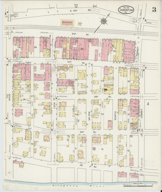 Sanborn Fire Insurance Map from Tarentum, Allegheny County, Pennsylvania (1914), Sheet #0003 - Historic Sanborn Fire Insurance Map Print, vintage old map wall art, antique decor, genealogy gift, Pennsylvania Pennsylvania map