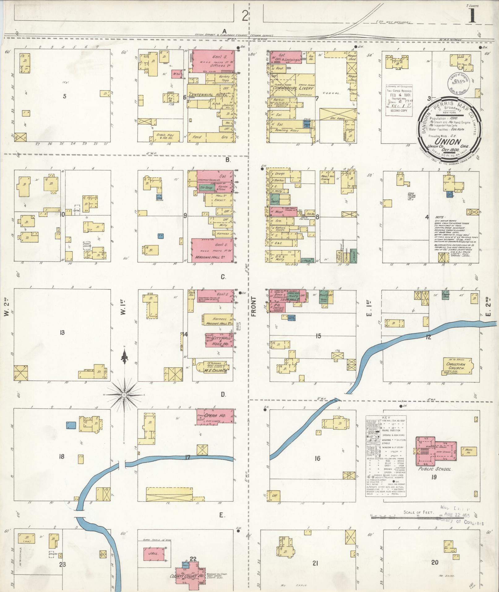 Sanborn Fire Insurance Map from Union, Union County, Oregon (1900), Sheet #0001 - Complete Map Set gallery image, historic Sanborn map, vintage wall art, Oregon Oregon