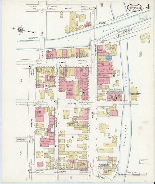 Sanborn Fire Insurance Map from Fort Plain, Montgomery County, New York (1912), Sheet #0004 - Historic Sanborn Fire Insurance Map Print, vintage old map wall art, antique decor, genealogy gift, New York New York map