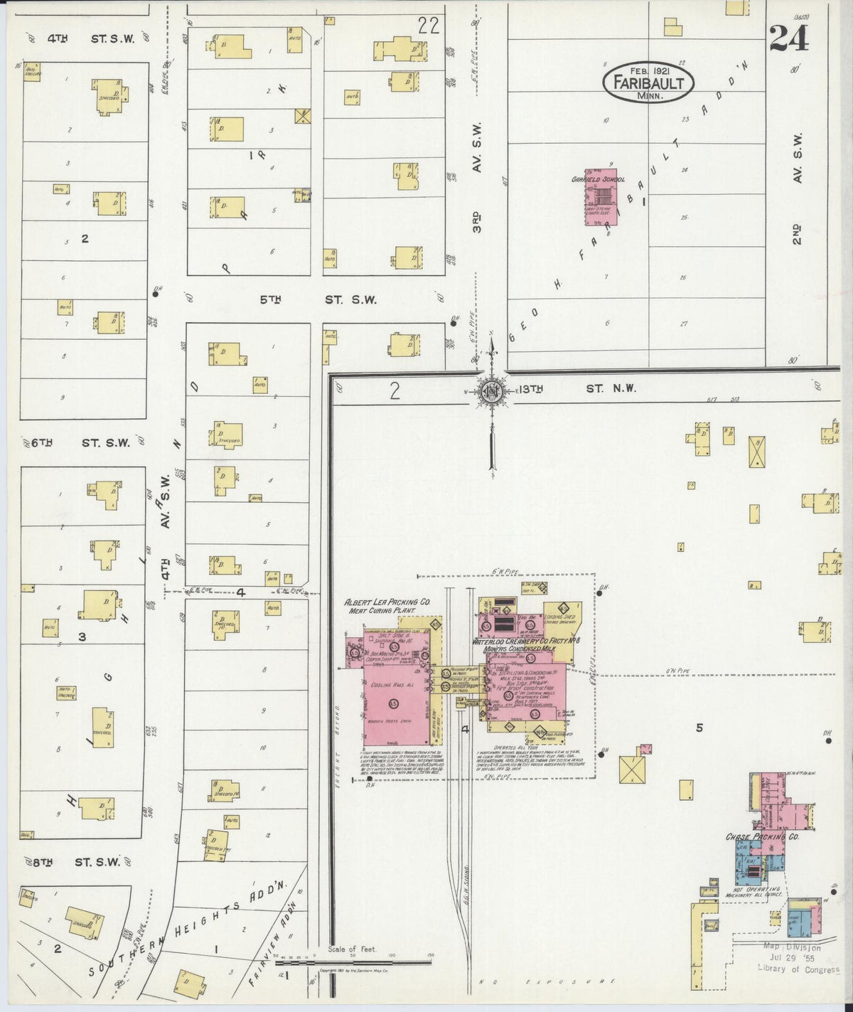 Sanborn Fire Insurance Map from Faribault, Rice County, Minnesota (1921), Sheet #0024 - Complete Map Set gallery image, historic Sanborn map, vintage wall art, Minnesota Minnesota