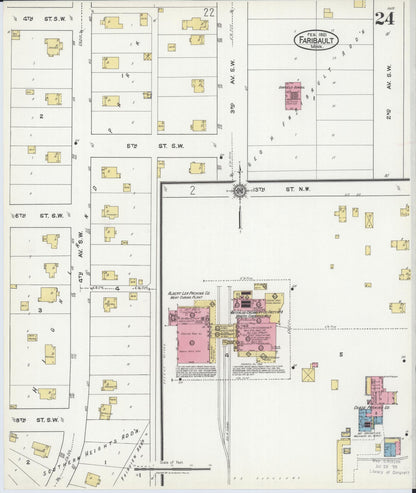 Sanborn Fire Insurance Map from Faribault, Rice County, Minnesota (1921), Sheet #0024 - Complete Map Set gallery image, historic Sanborn map, vintage wall art, Minnesota Minnesota