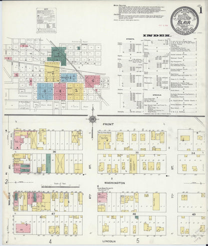 Sanborn Fire Insurance Map from Blair, Washington County, Nebraska (1909), Sheet #0001 - Complete Map Set gallery image, historic Sanborn map, vintage wall art, Nebraska Nebraska