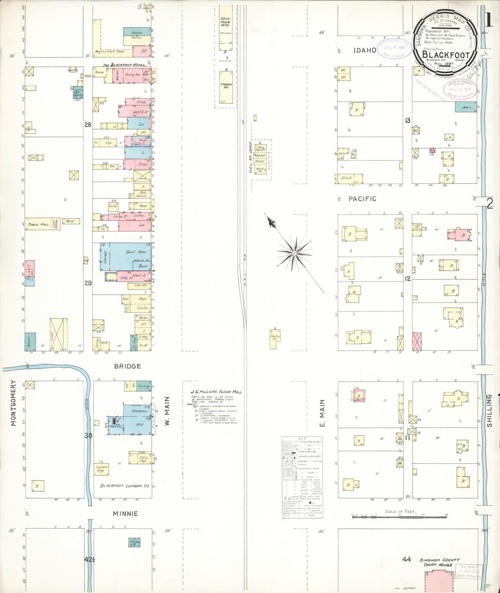 Sanborn Fire Insurance Map from Blackfoot, Bingham County, Idaho. (1897) – Historic Sanborn Fire Insurance Map Print