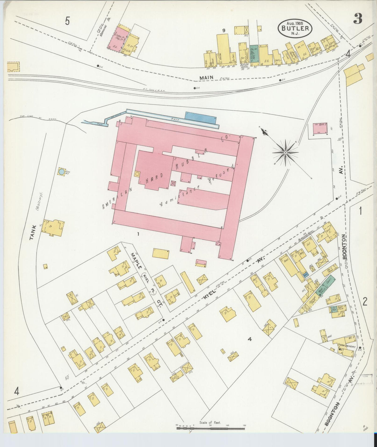 Sanborn Fire Insurance Map from Butler, Morris County, New Jersey (1905), Sheet #0003 - Complete Map Set gallery image, historic Sanborn map, vintage wall art, New Jersey New Jersey
