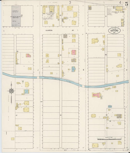 Sanborn Fire Insurance Map from Safford, Graham County, Arizona (1915), Sheet #0005 - Complete Map Set gallery image, historic Sanborn map, vintage wall art, Arizona Arizona