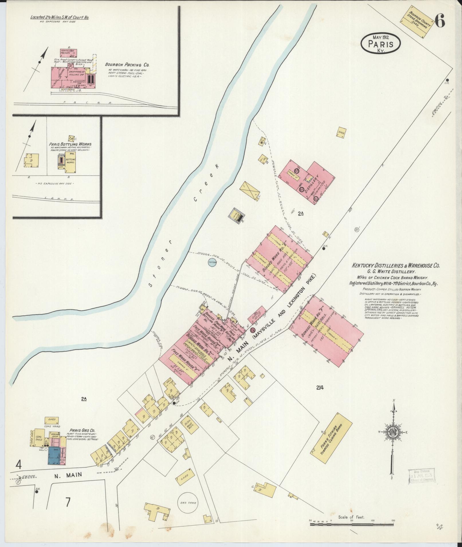 Sanborn Fire Insurance Map from Paris, Bourbon County, Kentucky (1912), Sheet #0006 - Complete Map Set gallery image, historic Sanborn map, vintage wall art, Kentucky Kentucky