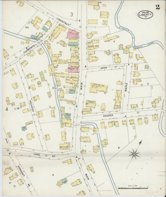Sanborn Fire Insurance Map from Liberty, Sullivan County, New York (1897), Sheet #0002 - Historic Sanborn Fire Insurance Map Print, vintage old map wall art, antique decor, genealogy gift, New York New York map