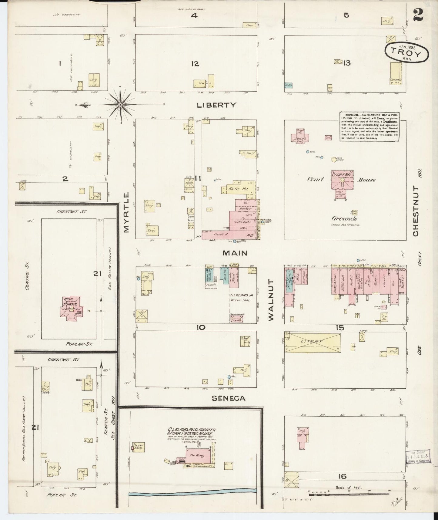 Sanborn Fire Insurance Map from Troy, Doniphan County, Kansas (1885), Sheet #0002 - Complete Map Set gallery image, historic Sanborn map, vintage wall art, Kansas Kansas