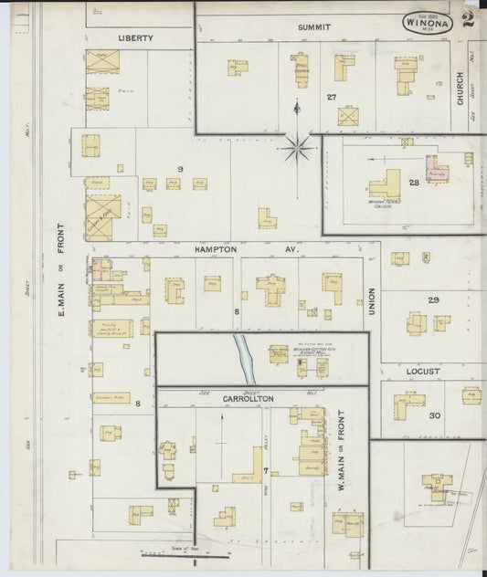 Sanborn Fire Insurance Map from Winona, Montgomery County, Mississippi (1889), Sheet #0002 - Historic Sanborn Fire Insurance Map Print, vintage old map wall art, antique decor, genealogy gift, Mississippi Mississippi map