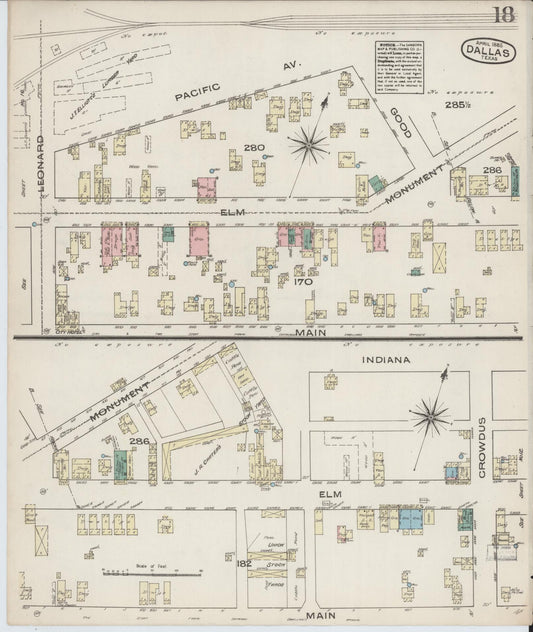 Sanborn Fire Insurance Map from Dallas, Dallas County, Texas (1885), Sheet #0018 - Historic Sanborn Fire Insurance Map Print, vintage old map wall art, antique decor, genealogy gift, Texas Texas map