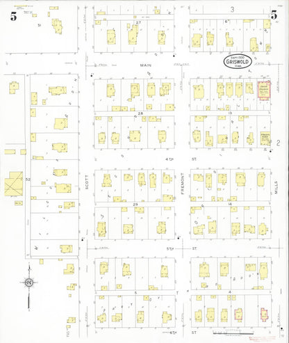 Sanborn Fire Insurance Map from Griswold, Cass County, Iowa (1930), Sheet #0005 - Historic Sanborn Fire Insurance Map Print, vintage old map wall art