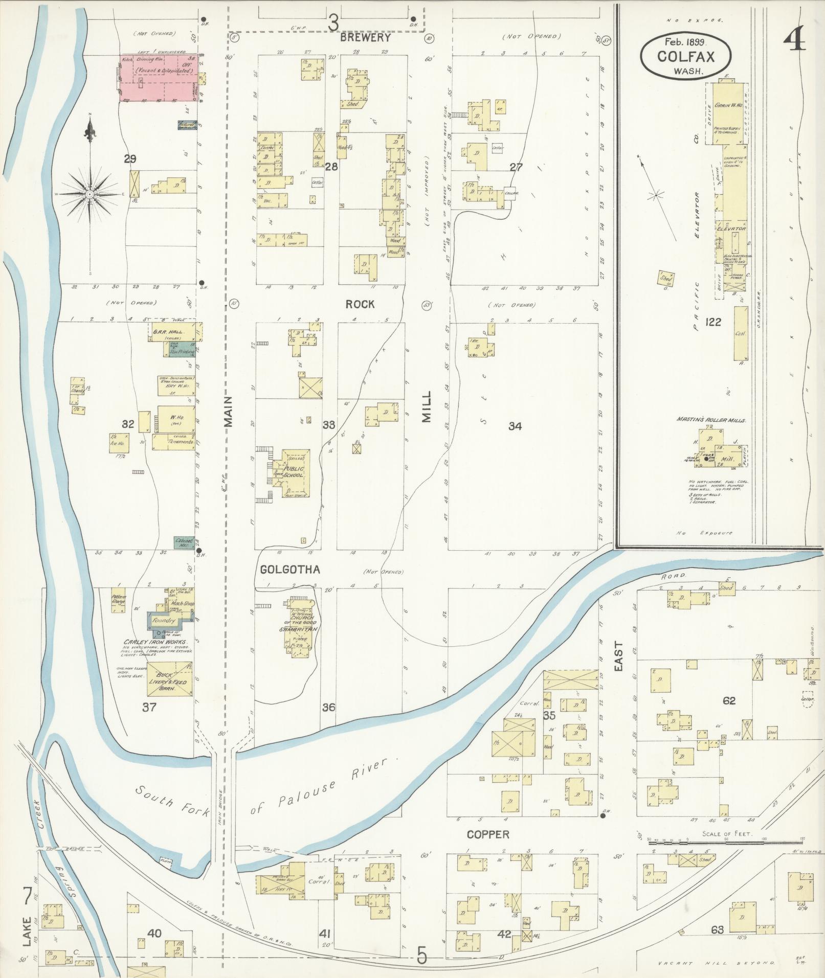Sanborn Fire Insurance Map from Colfax, Whitman County, Washington (1899), Sheet #0004 - Complete Map Set gallery image, historic Sanborn map, vintage wall art, Washington Washington