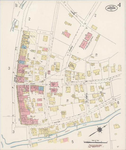 Sanborn Fire Insurance Map from Jackson, Amador County, California (1912), Sheet #0004 - Historic Sanborn Fire Insurance Map Print, vintage old map wall art, antique decor, genealogy gift, California California map