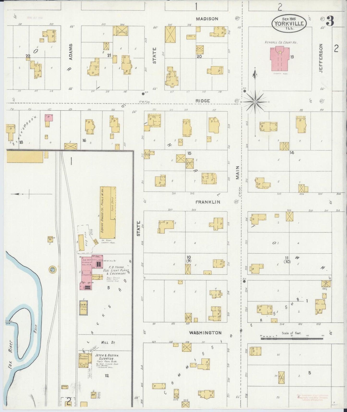 Sanborn Fire Insurance Map from Yorkville, Kendall County, Illinois (1905), Sheet #0003 - Complete Map Set gallery image, historic Sanborn map, vintage wall art, Illinois Illinois