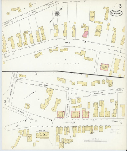 Sanborn Fire Insurance Map from Bradford, Orange County, Vermont (1912), Sheet #0002 - Historic Sanborn Fire Insurance Map Print, vintage old map wall art, antique decor, genealogy gift, Vermont Vermont map