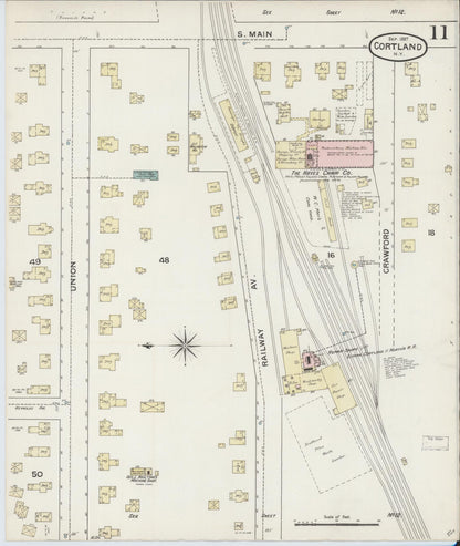 Sanborn Fire Insurance Map from Cortland, Cortland County, New York (1887), Sheet #0011 - Historic Sanborn Fire Insurance Map Print, vintage old map wall art, antique decor, genealogy gift, New York New York map