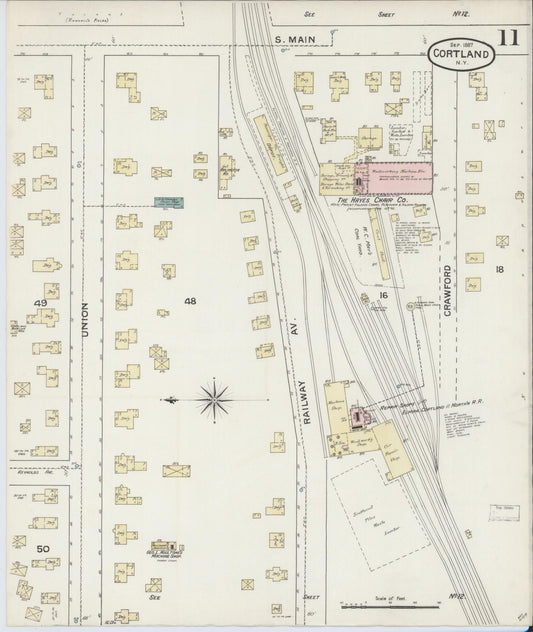 Sanborn Fire Insurance Map from Cortland, Cortland County, New York (1887), Sheet #0011 - Historic Sanborn Fire Insurance Map Print, vintage old map wall art, antique decor, genealogy gift, New York New York map