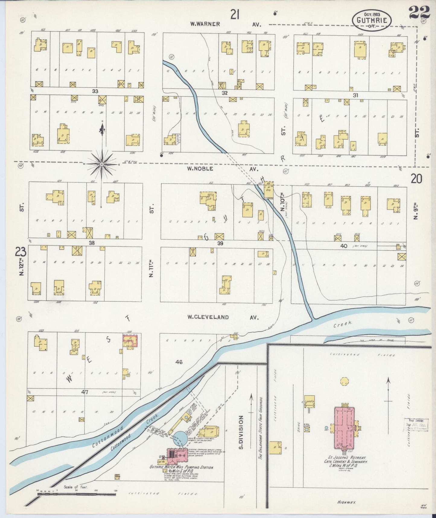 Sanborn Fire Insurance Map from Guthrie, Logain County, Oklahoma (1903), Sheet #0022 - Complete Map Set gallery image, historic Sanborn map, vintage wall art, Oklahoma Oklahoma