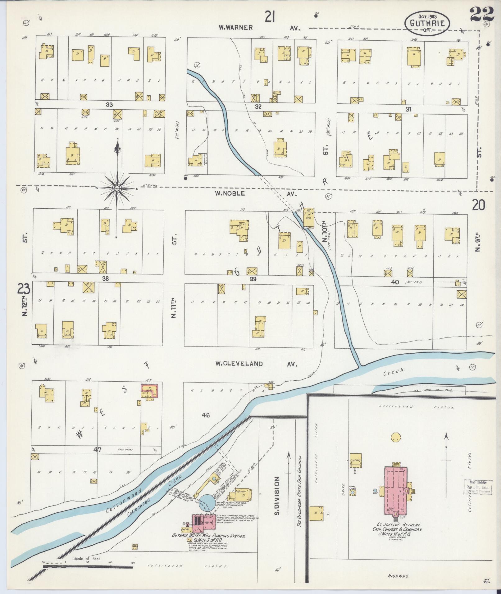 Sanborn Fire Insurance Map from Guthrie, Logain County, Oklahoma (1903), Sheet #0022 - Complete Map Set gallery image, historic Sanborn map, vintage wall art, Oklahoma Oklahoma