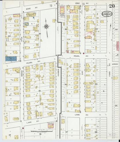 Sanborn Fire Insurance Map from Conneaut, Ashtabula County, Ohio (1919), Sheet #0020 - Historic Sanborn Fire Insurance Map Print, vintage old map wall art, antique decor, genealogy gift, Ohio Ohio map