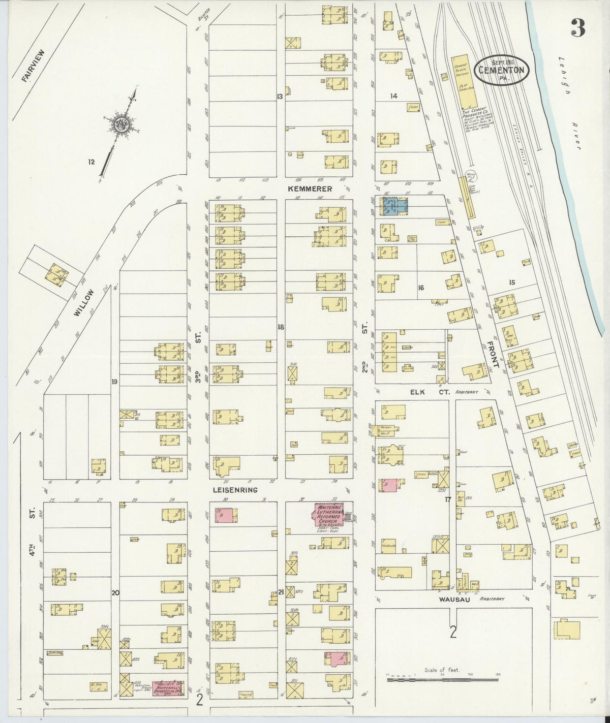 Sanborn Fire Insurance Map from Cementon, Lehigh County, Pennsylvania (1911), Sheet #0003 - Complete Map Set gallery image, historic Sanborn map, vintage wall art, Pennsylvania Pennsylvania
