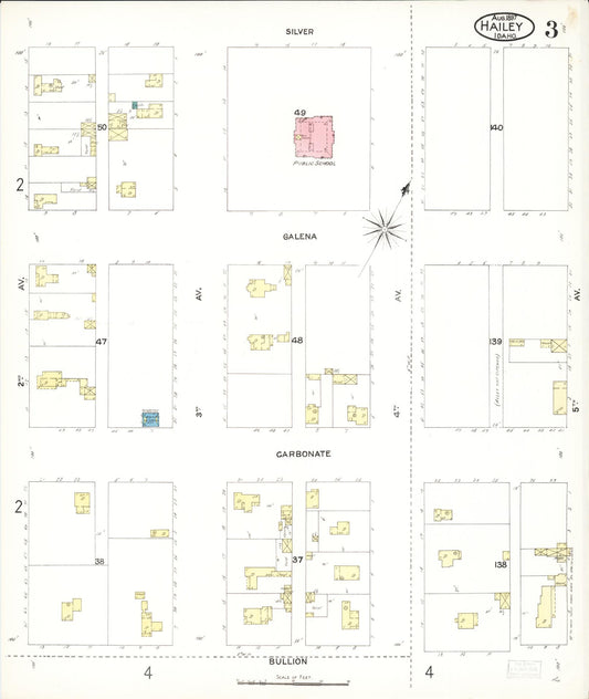 Sanborn Fire Insurance Map from Hailey, Blaine County, Idaho (1897), Sheet #0003 - Historic Sanborn Fire Insurance Map Print, vintage old map wall art, antique decor, genealogy gift, Idaho Idaho map