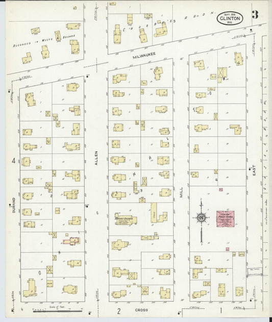 Sanborn Fire Insurance Map from Clinton, Rock County, Wisconsin (1914), Sheet #0003 - Historic Sanborn Fire Insurance Map Print, vintage old map wall art, antique decor, genealogy gift, Wisconsin Wisconsin map