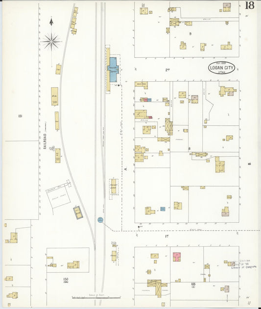 Sanborn Fire Insurance Map from Logan, Cache County, Utah (1900), Sheet #0018 - Historic Sanborn Fire Insurance Map Print, vintage old map wall art, antique decor, genealogy gift, Utah Utah map
