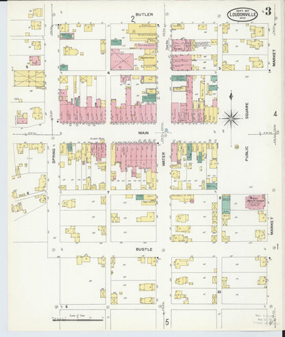 Sanborn Fire Insurance Map from Loudonville, Ashland County, Ohio (1907), Sheet #0003 - Historic Sanborn Fire Insurance Map Print, vintage old map wall art, antique decor, genealogy gift, Ohio Ohio map