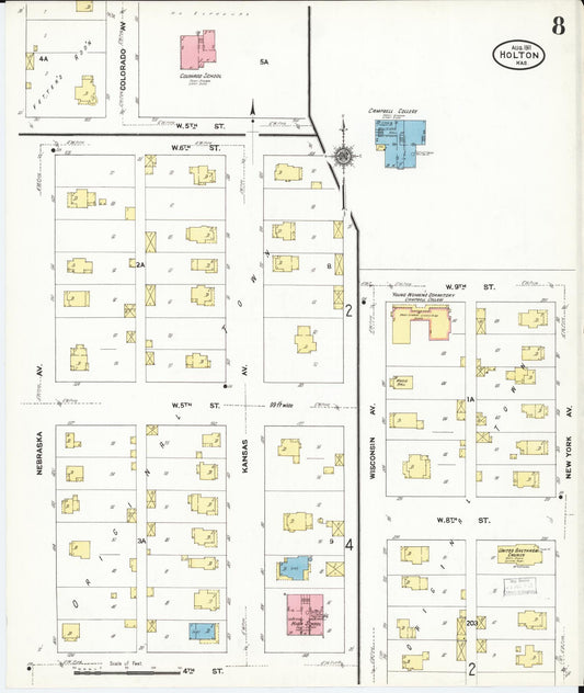 Sanborn Fire Insurance Map from Holton, Jackson County, Kansas (1911), Sheet #0008 - Historic Sanborn Fire Insurance Map Print, vintage old map wall art, antique decor, genealogy gift, Kansas Kansas map