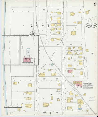 Sanborn Fire Insurance Map from Point Pleasant, Mason County, West Virginia (1905), Sheet #0002 - Complete Map Set gallery image, historic Sanborn map, vintage wall art, West Virginia West Virginia