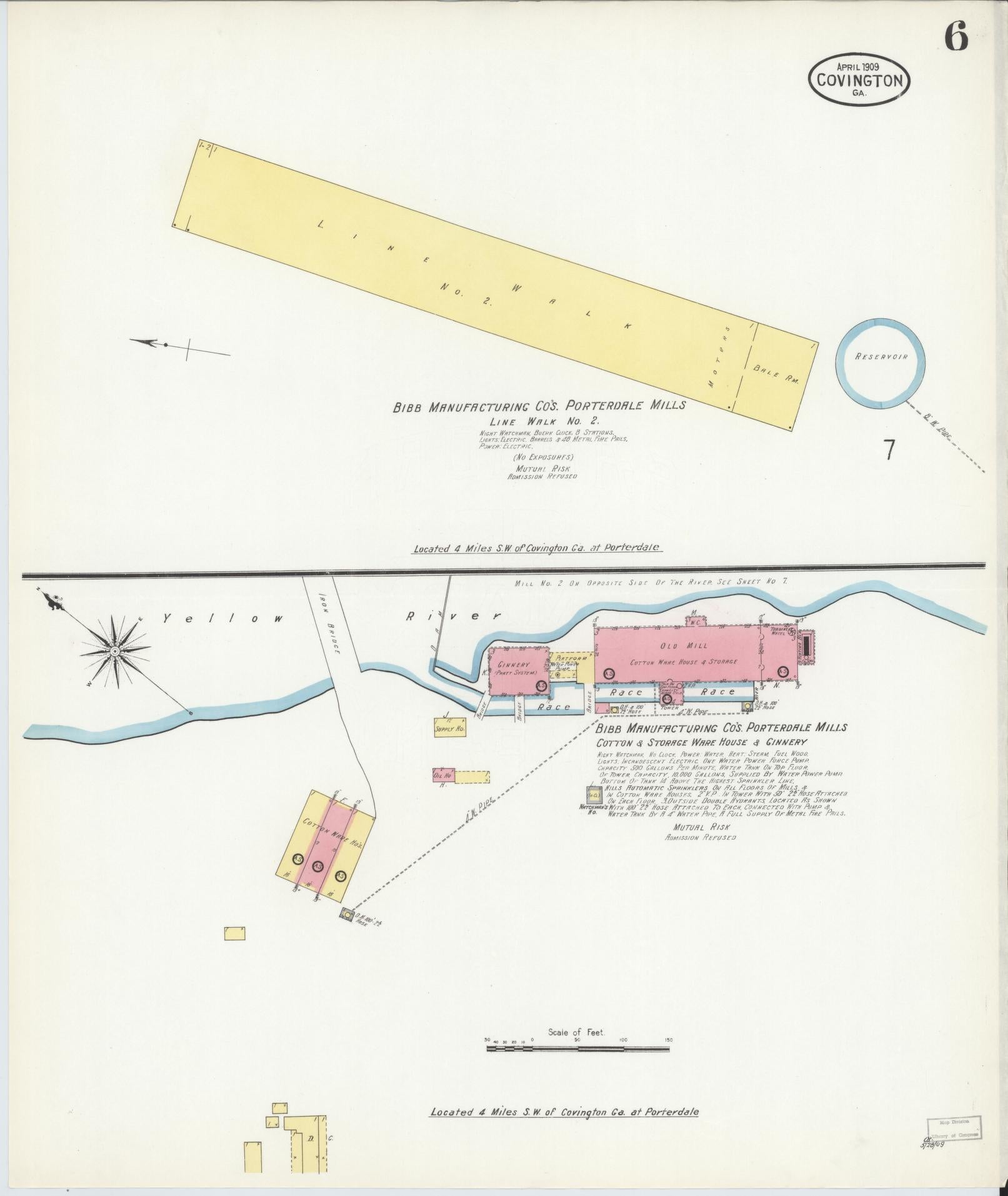 Sanborn Fire Insurance Map from Covington, Newton County, Georgia (1909), Sheet #0006 - Complete Map Set gallery image, historic Sanborn map, vintage wall art, Georgia Georgia