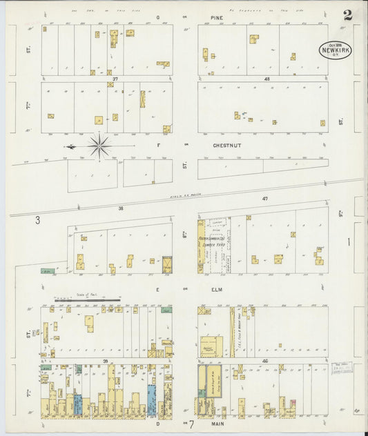 Sanborn Fire Insurance Map from Newkirk, Kay County, Oklahoma (1898), Sheet #0002 - Historic Sanborn Fire Insurance Map Print, vintage old map wall art, antique decor, genealogy gift, Oklahoma Oklahoma map