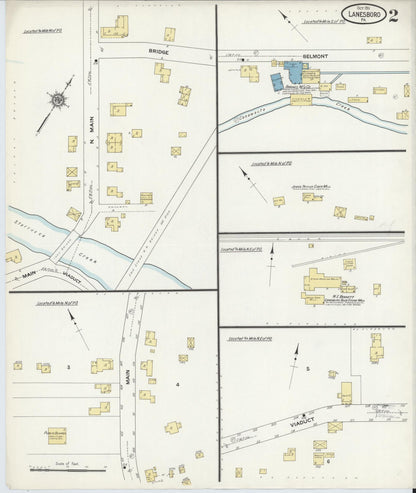 Sanborn Fire Insurance Map from Lanesboro, Susquehanna County, Pennsylvania (1911), Sheet #0002 - Historic Sanborn Fire Insurance Map Print, vintage old map wall art, antique decor, genealogy gift, Pennsylvania Pennsylvania map