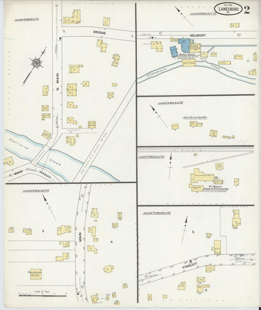 Sanborn Fire Insurance Map from Lanesboro, Susquehanna County, Pennsylvania (1911), Sheet #0002 - Historic Sanborn Fire Insurance Map Print, vintage old map wall art, antique decor, genealogy gift, Pennsylvania Pennsylvania map