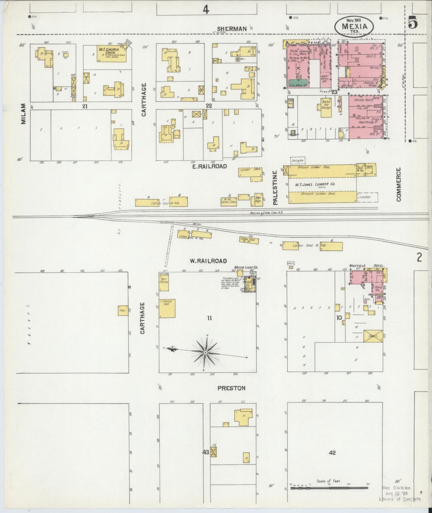 Sanborn Fire Insurance Map from Mexia, Limestone County, Texas (1901), Sheet #0005 - Historic Sanborn Fire Insurance Map Print, vintage old map wall art, antique decor, genealogy gift, Texas Texas map