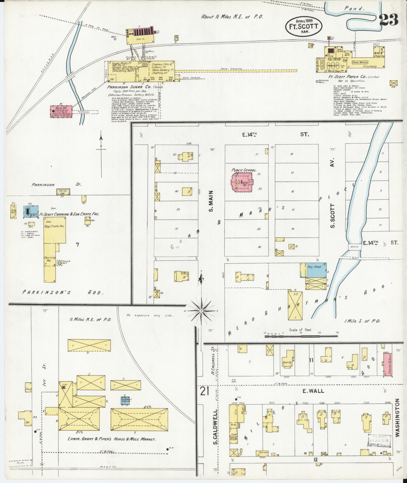 Sanborn Fire Insurance Map from Fort Scott, Bourbon County, Kansas (1899), Sheet #0023 - Historic Sanborn Fire Insurance Map Print, vintage old map wall art, antique decor, genealogy gift, Kansas Kansas map