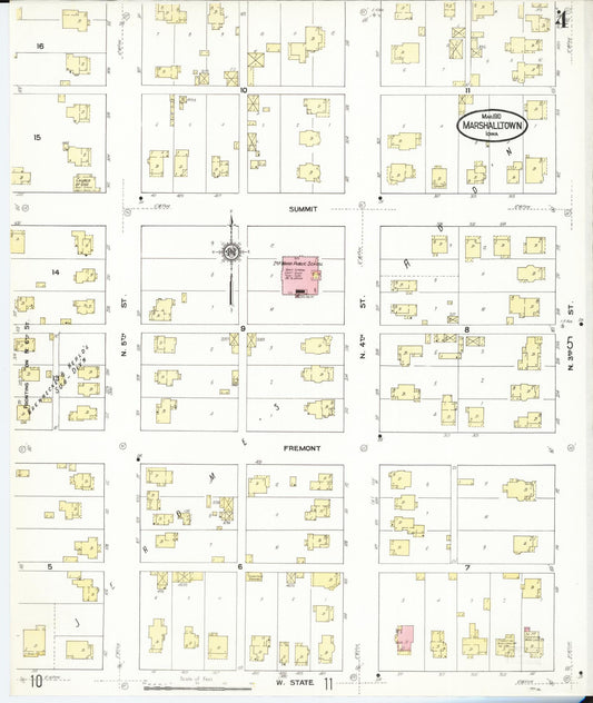 Sanborn Fire Insurance Map from Marshalltown, Marshall County, Iowa (1910), Sheet #0004 - Historic Sanborn Fire Insurance Map Print, vintage old map wall art