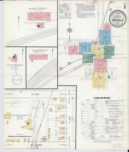 Sanborn Fire Insurance Map from Orrville, Wayne County, Ohio (1911), Sheet #0001 - Historic Sanborn Fire Insurance Map Print, vintage old map wall art, antique decor, genealogy gift, Ohio Ohio map