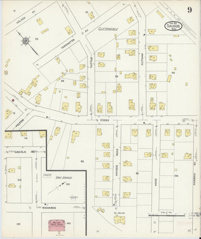 Sanborn Fire Insurance Map from Saugus, Essex County, Massachusetts (1913), Sheet #0009 - Complete Map Set gallery image, historic Sanborn map, vintage wall art, Massachusetts Massachusetts