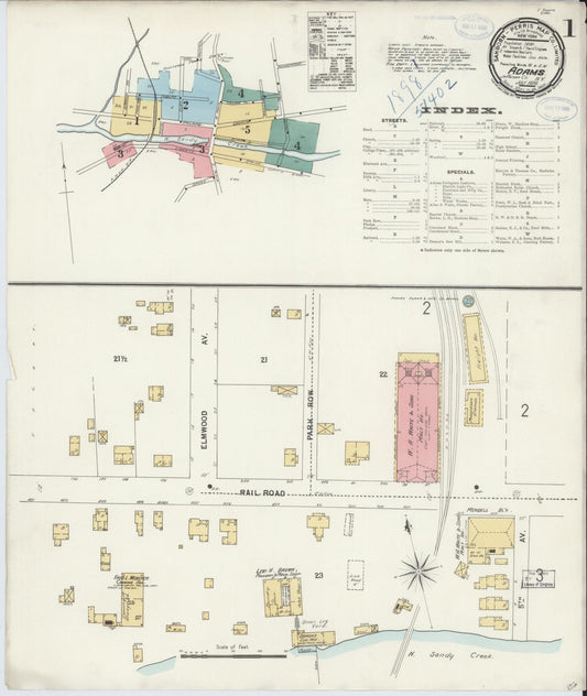 Sanborn Fire Insurance Map from Adams, Jefferson County, New York (1898), Sheet #0001 - Historic Sanborn Fire Insurance Map Print, vintage old map wall art, antique decor, genealogy gift, New York New York map